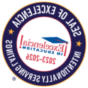 Seal of Excelencia logo. Reads "Excelencia in Education 2023 to 2026. Intentionally serving Latinos"